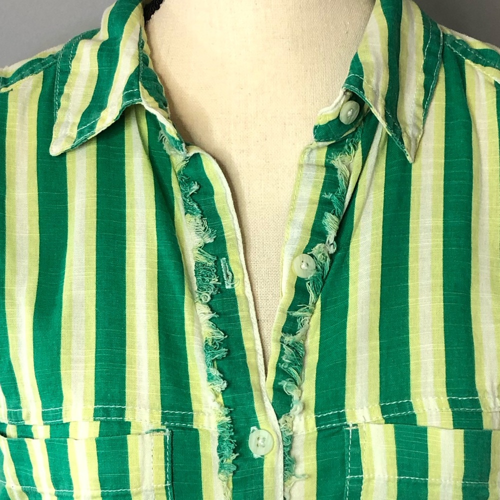 Free People We The Free Green Striped Shirt Midi Dress size S - Picture 3 of 13